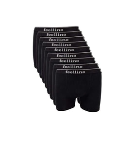 9 adet Feelline Siyah Pamuklu Doğal Likralı Erkek Boxer