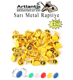 Sarı Raptiye 250 Adet 1 Paket Renkli Pvc Kaplı Başlıklı Raptiye Plastik Yuvarlak Düğmeli Raptiye Pano Okul Ofis Büro
