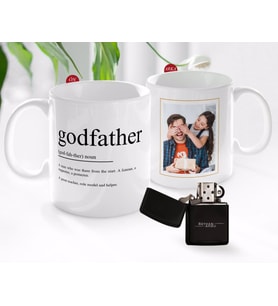 BK Gift Kişiye Özel Babalar Günü Hediyesi Fotoğraflı Kupa Bardak ve Benzinli Çakmak Seti-5 (Model 1)