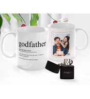 BK Gift Kişiye Özel Babalar Günü Hediyesi Fotoğraflı Kupa Bardak ve Benzinli Çakmak Seti-5 (Model 1)
