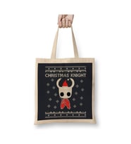 Christmas Hollow Knight Knit Yılbaşı Beyaz Bez Çanta Uzun Saplı Alışveriş Çantası