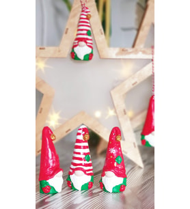 3 Lü Gnome Cüce Yılbaşı Süsü Ve Biblosu Seti