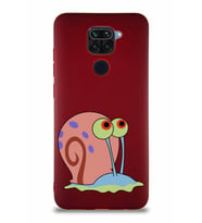 Xiaomi Redmi Note 9 Soft Premier Kapak Salyangoz Gary Tasarımlı Silikon Kılıf - Mürdüm (Şeffaf)