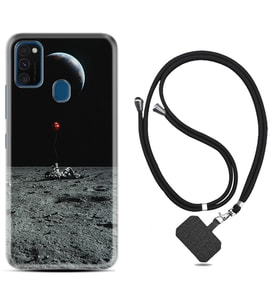 Samsung M21 M22 M23 M30 M31S M32 Kılıf Boyun Askılı Silikon Astronoot Red Baloon 1608