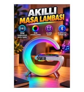 15W Kablosuz Hızlı Şarjlı Akıllı Masa Lambası – RGB Aydınlatma ve Müzik Özellikli