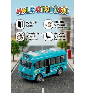 Oyuncak Otobüs Kapıları Açılabilen Sürtmeli Pilsiz Güvenli Minibüs Araba