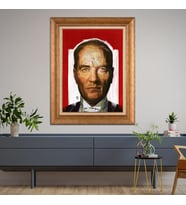 Altın Varaklı Çerçeveli Paspartulu Atatürk Tablo TR1390 (Gold)