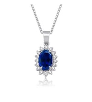 0,90 Karat Pırlanta Safir Kolye (Beyaz)
