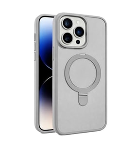 Coverzone iPhone 17 Pro ile Uyumlu Mat Transparan PhaqntomRing MagSafe Destekli Standl? K?l?f, Kamera Lens Hediyeli Darbe Emici ??k Tasar?m Titanyum