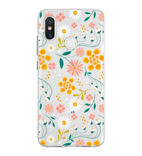 Xiaomi Mi 8 Uyumlu Kapak Çiçek Tasarımlı Şeffaf Silikon Kılıf