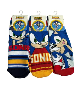 3'Lü SONIC Figürlü Tabanı Kaydırmaz Çocuk Havlu Çorap