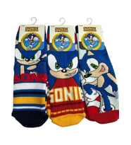 3'Lü SONIC Figürlü Tabanı Kaydırmaz Çocuk Havlu Çorap (Çok Renkli)