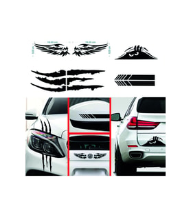 Oto Dikiz Kanat Monster Pençe Bagaj Sticker Siyah 4 Lü Paket