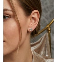 Kadın Moissanite Kare Tek Taş Gümüş Küpe