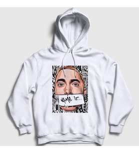 Presmono Unisex Beyaz My Name Is Eminem Kapüşonlu Sweatshirt 336930tt