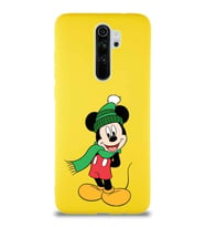 Xiaomi Redmi Note 8 Pro Soft Premier Kapak Mickey Mouse-G Tasarımlı Silikon Kılıf - Sarı (Şeffaf)