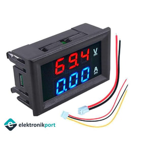 Dijital voltmetre ampermetre DC 100V 10A  0.56 inch  (mavi + kırmızı) çift renk LED gösterge