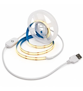 USB COB LED Şerit 3 Metre 5V 6500K Beyaz Işık Dokunmatik Dimmerli 320 LED/m Noktasız Aydınlatma IP20 Kesilebilir LED Bant