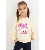 Breeze Kız Çocuk Sweatshirt Kalp Baskılı 2-6 Yaş, Krem