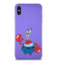 Apple iPhone XS Max Soft Premier Kapak Bay Yengeç Tasarımlı Silikon Kılıf - Mor (Şeffaf)