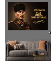 Atatürk Portresi Ve Sözü Dekoratif Kanvas - Mdf Ahşap Tablo
