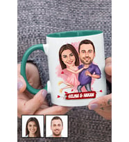 Sevgililere Romantik Hediye Karikatürlü Yeşil Kupa Bardak