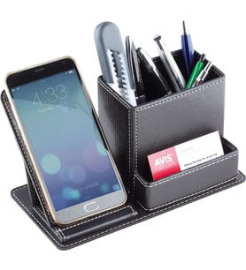 Deri Masaüstü Organizer - Telefon Standlı ve Kalemlikli Sümen Seti