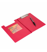 Kapaklı Sekreterlik A5 Pvc 100 Yaprak Kapasiteli Clip Board 17,5x24 cm (Kırmızı)