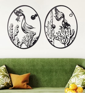 Gowpenart 2'li Akvaryum Ev&Ofis Metal Duvar Tablosu- 37x49 Cm