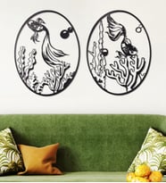 Gowpenart 2'li Akvaryum Ev&Ofis Metal Duvar Tablosu- 37x49 Cm