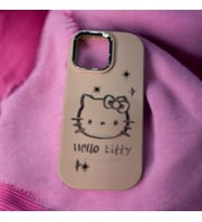 iPhone 15 Pro Max Hello Kitty Kabartmalı Kaliteli Silikon Telefon Kılıfı (Pembe)