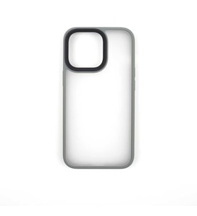 iPhone 13 Pro Kılıf Kenarları Renkli Arkası Mat Kılıf (Gri)