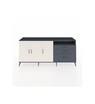 Hyperion Konsol 3 Raflı 3 Çekmeceli 3 Kapaklı 220x44x99 Antrasit-Aytaşı/Antrasit