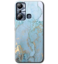 İnfinix Hot 20i Kılıf HD Desen Baskılı Kılıf - Mavi Gold Mermer