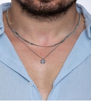 2'li İtalyan Zincirli Zirkon Taşlı Unisex Çelik Kolye