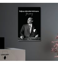 Tekli Dikey Kanvas Makam Panosu Atatürk Sözleri Doğruyu Söylemekten Korkmayınız
