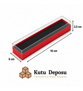 6x16x2,5 cm Asetat Kapaklı Tespih ve Takı Kutusu-Kırmızı (DEMONTE) (50 ADET)