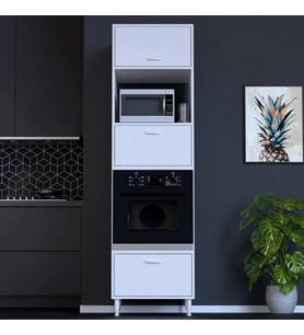 Modilayn AYAZ (60x217x56 cm) Boyutunda Ankastre 3 Kapaklı Mini/Midi Mikrodalga Fırın Dolabı