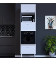 Modilayn AYAZ (60x217x56 cm) Boyutunda Ankastre 3 Kapaklı Mini/Midi Mikrodalga Fırın Dolabı