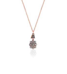 Söğütlü Silver Gümüş rose zirkon taşlı elmas montürlü kolye