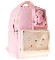 CalaCilo Dört Bölmeli Peluşlu K-Pop Pink Pembe Peluş Aksesuarlı Pembe Kız Çocuk İlkokul Sırt Çantası - C4107
