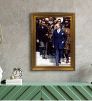Altın Yaldız Çerçeveli A3 Atatürk Tablosu - 28