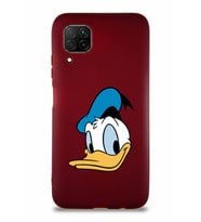 Huawei P40 Lite Soft Premier Kapak Donald Duck-B Tasarımlı Silikon Kılıf - Mürdüm (Şeffaf)