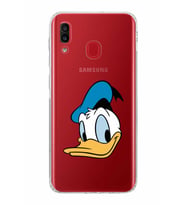 Samsung Galaxy A20  Kamera Korumalı  Kapak Donald Duck Tasarımlı  Şeffaf Kılıf