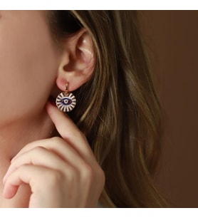 Göz Model Zirkon Taşlı Rose Gold Kaplama Gümüş Küpe