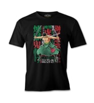 Roronoa Zoro with a Sword in His Mouth Siyah Erkek Tshirt