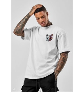 Unisex Baskılı Oversize T-Shirt - Beyaz