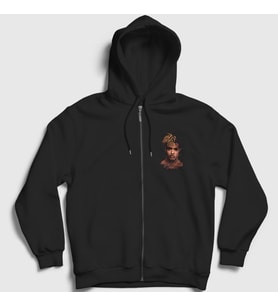 Presmono Unisex Siyah Face XXXTentacion Fermuarlı Kapüşonlu Sweatshirt 47660tt