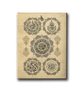 Fatiha-İhlas-Felak-Kelime-i Tevhid Dini Kanvas Tablo AYD163