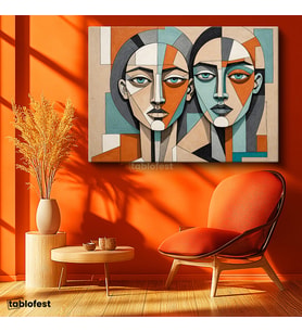 Yatay Kanvas Tablo Soyut İnsan Portreleri Sanat Tablosu Ev Ofis Duvar Dekoru